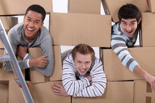 Packed boxes and furniture ready for house removals in Forestgate